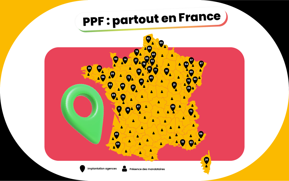 Carte de France des agences PPF, présentes partout sur le territoire